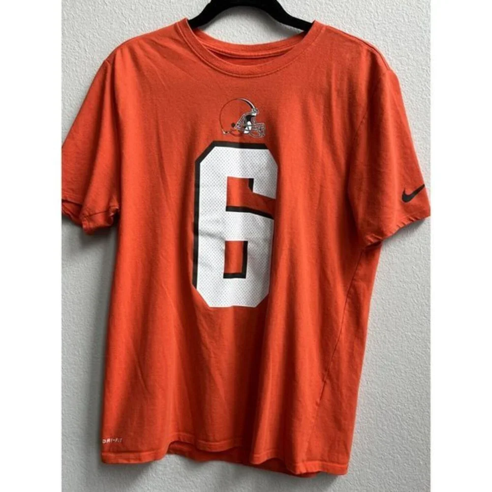 Cleveland Browns Shirt Mens  L Orange NFL Nike Short Sleeve #6 Mayfield‎ T-shirt